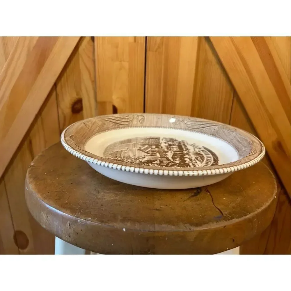 Vintage Currier & Ives American Farm Scene Royal China Jeannette Corp Plate Pie